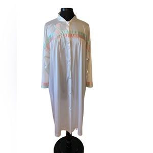 Vintage Vanity Fair Pastel Dressing Gown Floral Appliqué Robe Made in USA
